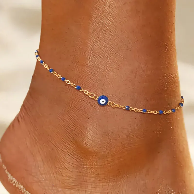 Scheibe Fußkettchen Armband am Bein für Frauen, Münz Fußkettchen Edelstahl kette verstellbar, Sommer Strand Fußkettchen Schmuck