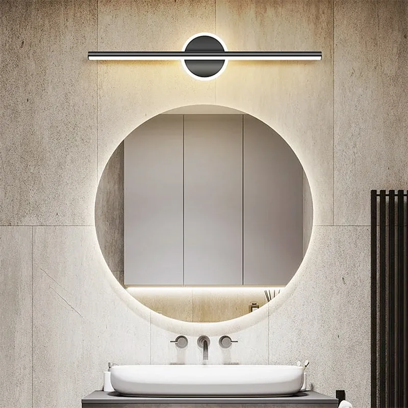 Moderne LED-Spiegel-Frontwandleuchte, Schwarzgold, minimalistische Linien, 40/60/80 cm, Schlafzimmer, Flur, Wohnzimmer, Innenbeleuchtung
