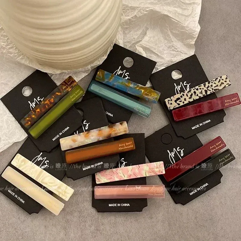 2 teile/satz Acetat Haar Clips Schrift Geometrische Haarnadeln Bang Seite Pin Süße Nette Einfache Frauen Haar Zubehör