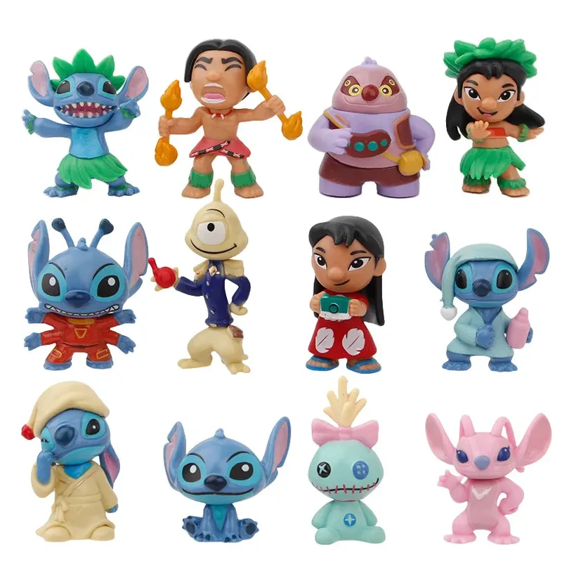 12 teile/satz Anime Stitch scrump Lilo Charaktere Vinyl Figur Modell Spielzeug