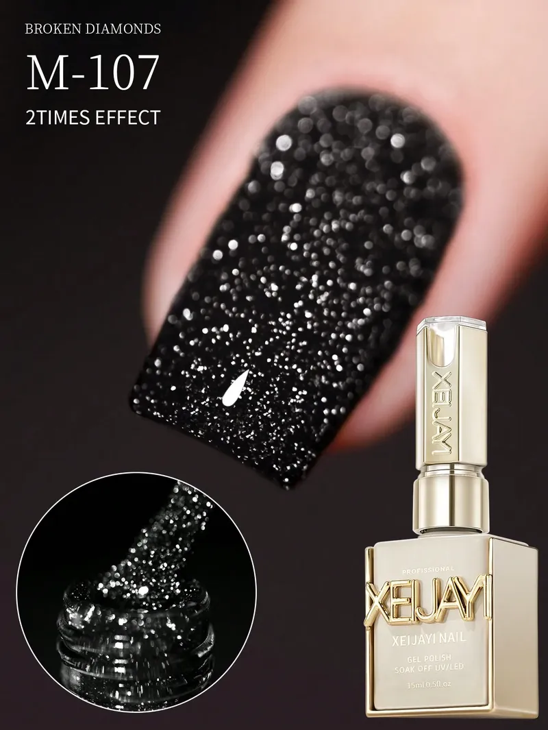 15 ml schwarze gebrochene Diamant-Weihnachtnägel, Herbst- und Winter-Gel-Nagellackkleber, Burst Flash Maillard Broken Diamond Adhesiv