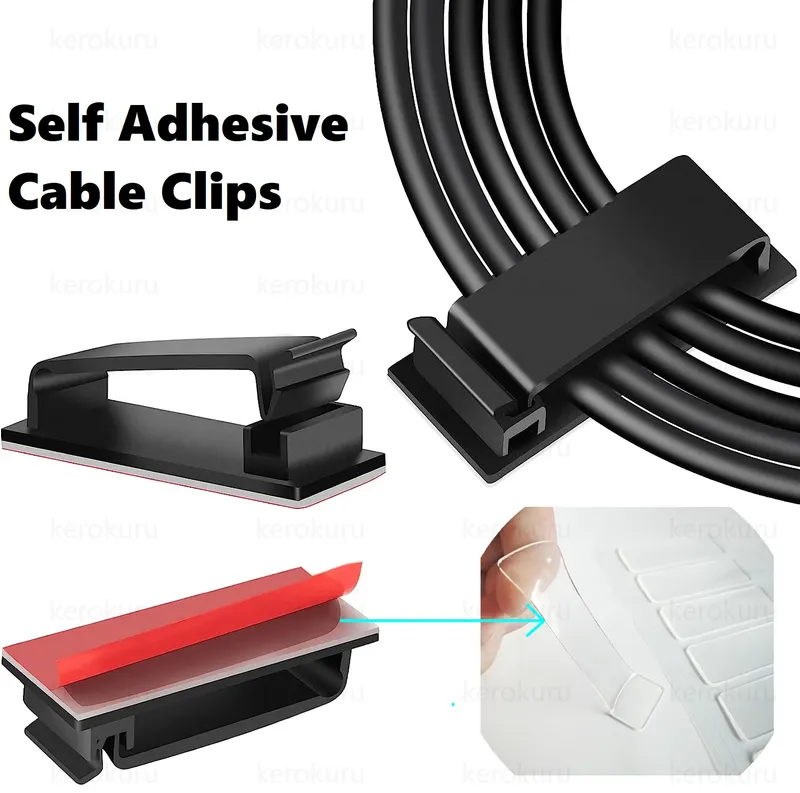 Selbstklebende Kabelmanagement-Clips, Kabel-Organizer, Kabelklemmen, Kabelhalter für TV, PC, Ethernet-Kabel unter dem Schreibtisch, Heimbüro