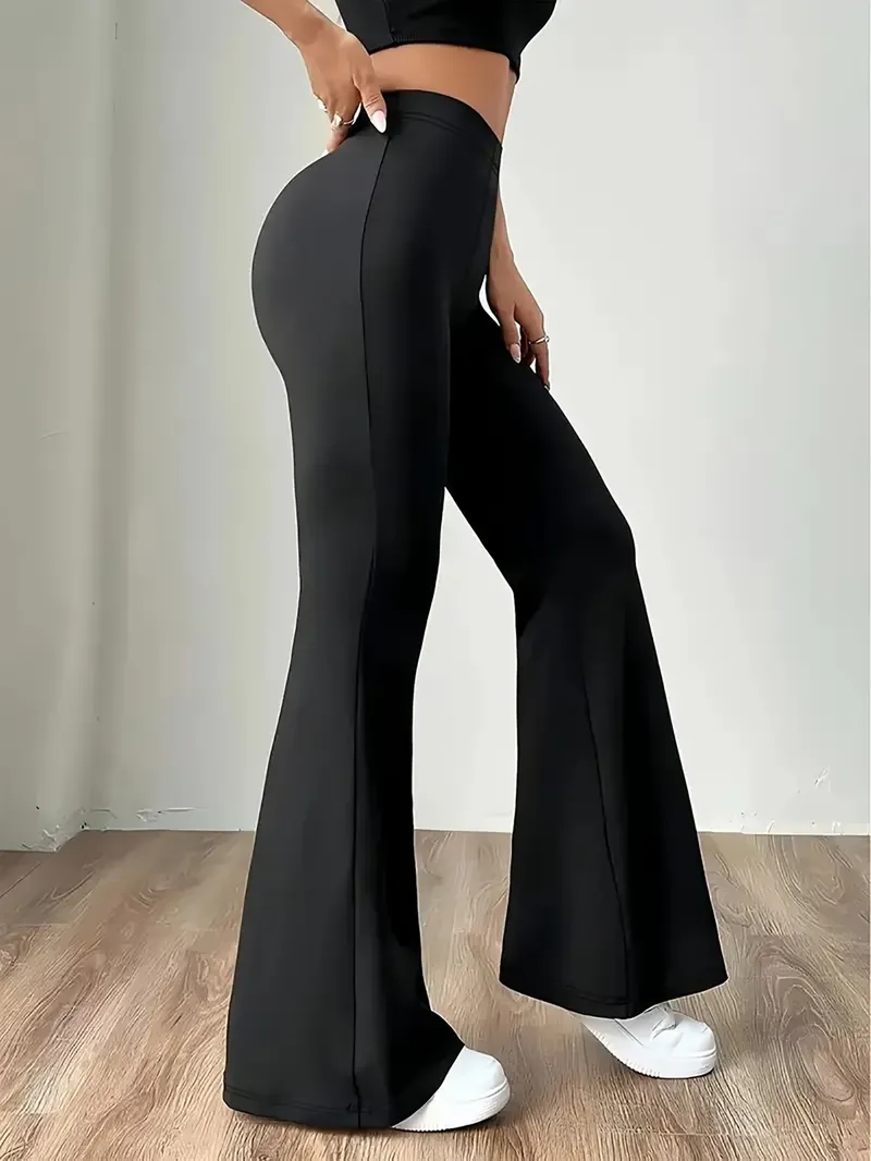 Damen-Leggings mit hoher Taille, Bauchkontrolle, Bootcut-Workout, hohe Taille, Bell-Bottom-Hose, 4-Wege-Stretch, Athleisure-Hose