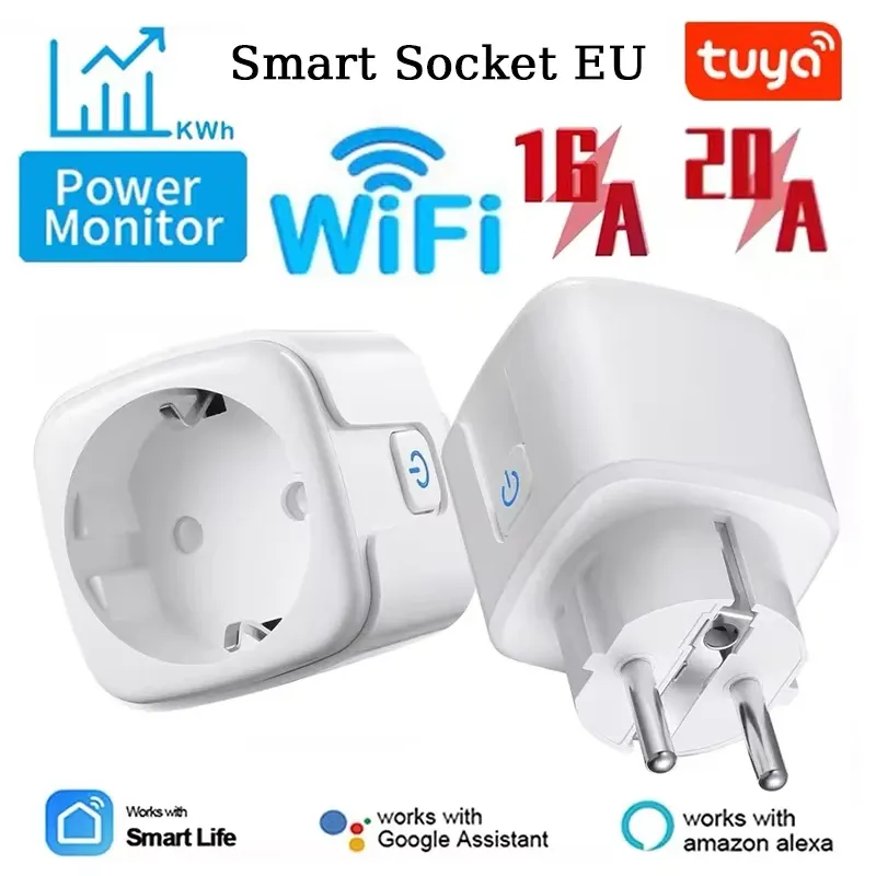 Tuya WiFi Smart Plug 16A/20A EU Smart Steckdose Mit Power Überwachung Timing Funktion Smart Leben APP sprach Steuerung Über Alexa Google