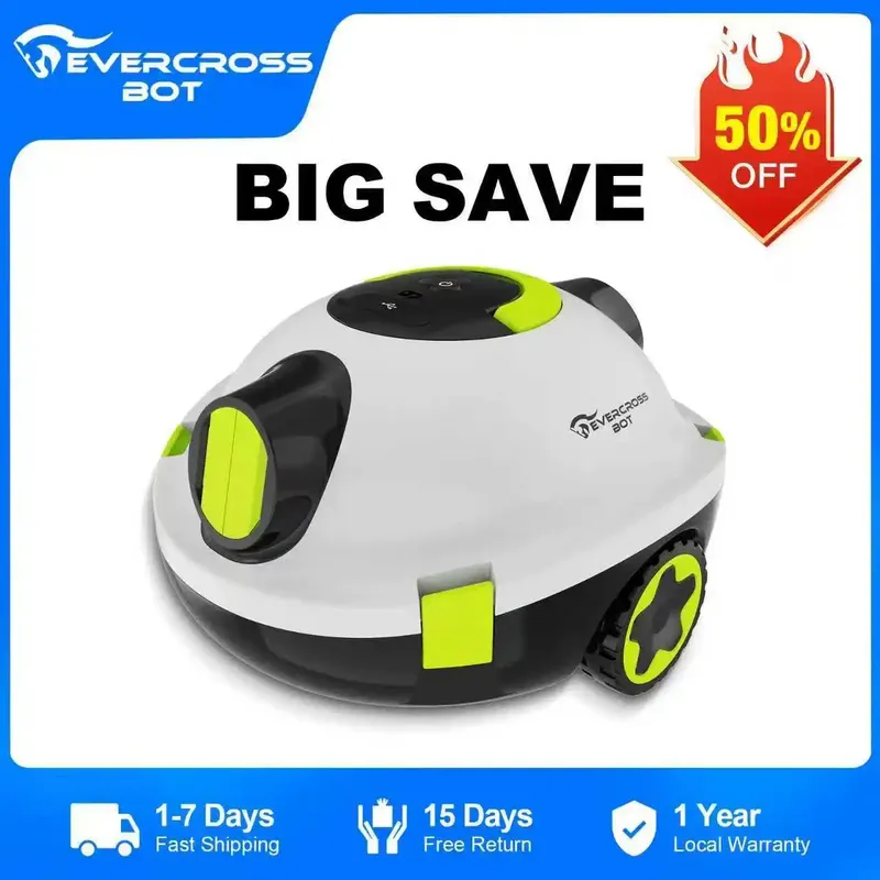 EVERCROSS BOT Y10 Poolroboter, 100 Min Bodenreinigung, 120m² Reinigungsfläche, Selbsteinparkfunktion, 180 μm Filter