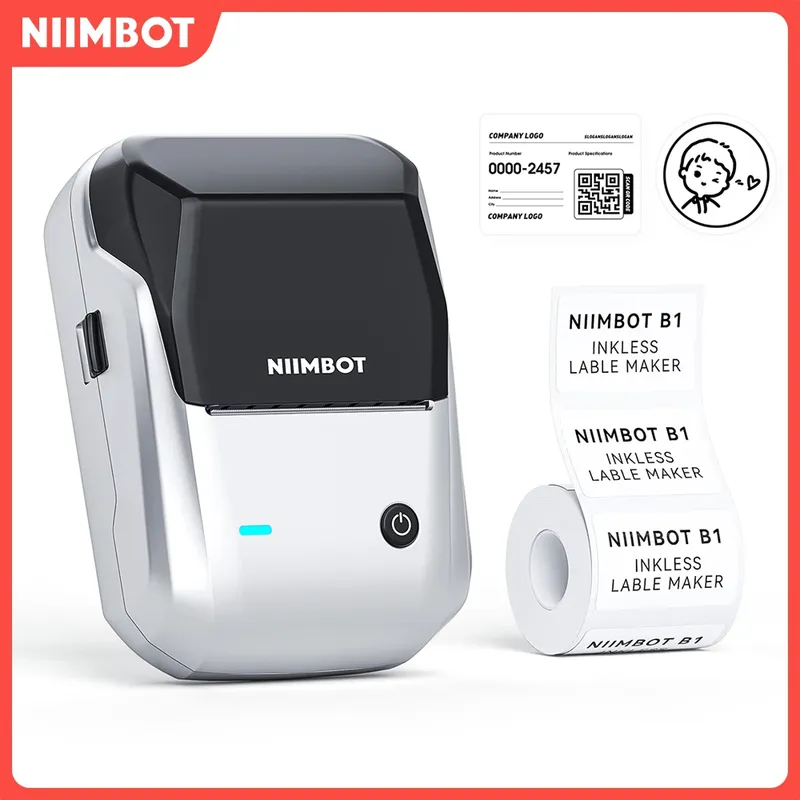 Niimbot B1 Kabelloser Etikettendrucker, kabelloser Bluetooth-selbstklebender Thermopapieraufkleber für das Business Home Office