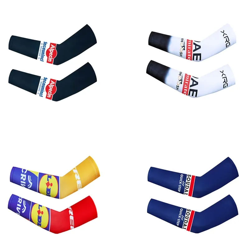 Alpecin Schwarz Radfahren Armlinge Männer UAE Team Quick Step Sonnencreme Ciclismo Arm Schutz Anti Slip Fahrrad Zubehör Ärmel