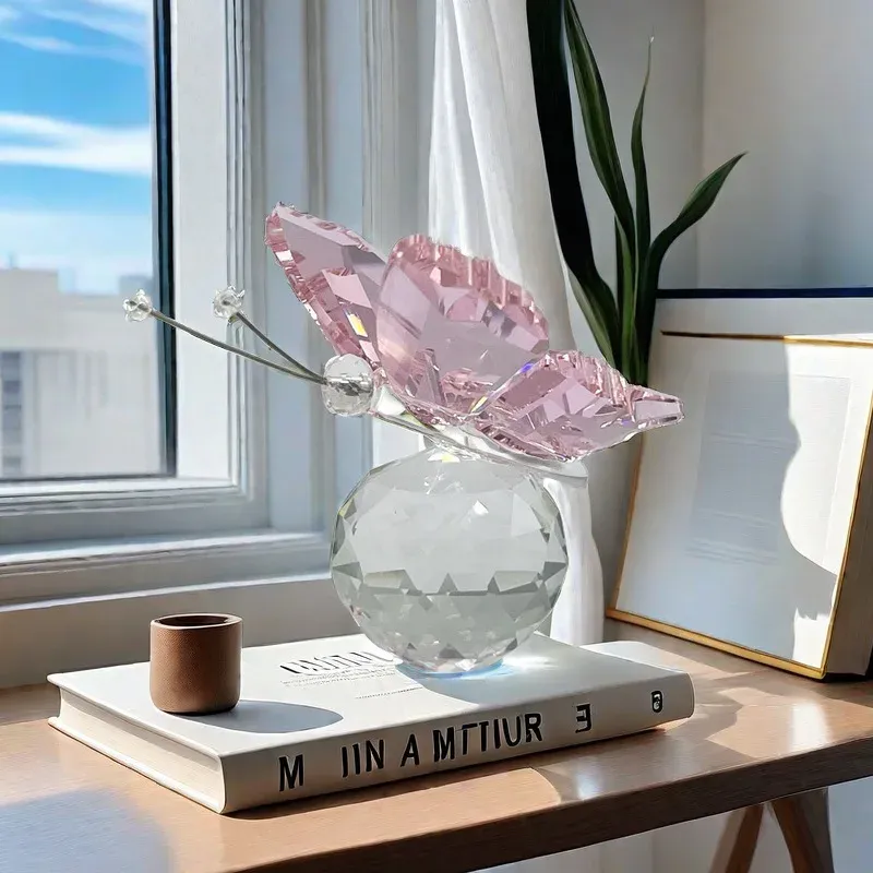 Kristallgeschliffene Schmetterlings-Ornament-Dekoration für Büro, Tisch, Zuhause, Schlafzimmer, Kristallkugel, Figur, Schreibtisch, Tisch, Fenster, Ornamente, Geschenke
