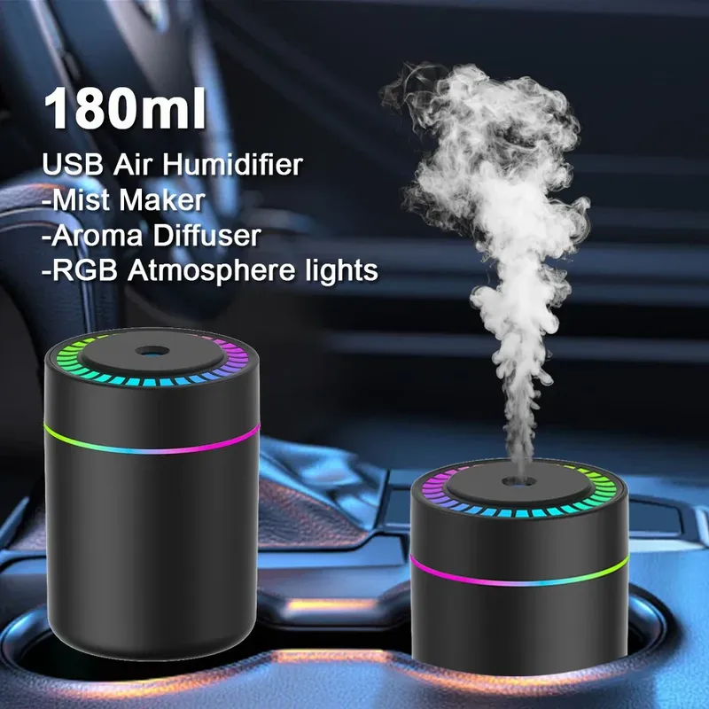 180ML Mini Luftbefeuchter USB Elektrische Aroma Diffusor Ätherisches Öl Reiniger Aromatherapie Nebel Maker Lichter Für Auto Hause Schlafzimmer