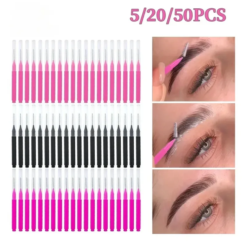5/10/50PCS Mini Augenbraue Pinsel Stirn Dauerwelle Pinsel Einweg Stirn Lifting Pinsel Biegsamen Micro Wimpern Pinsel applikatoren Werkzeuge