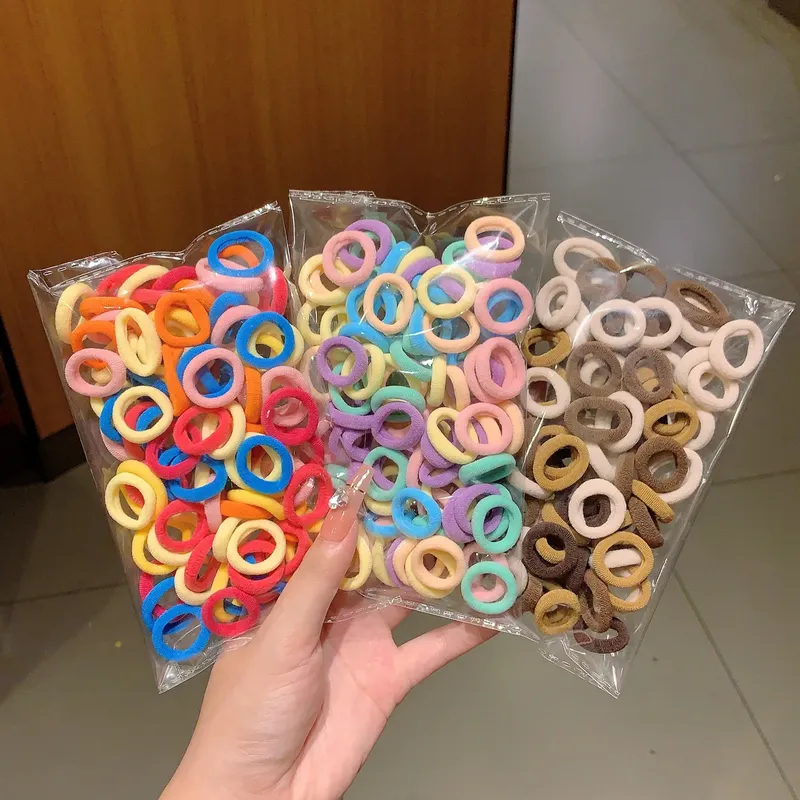 100PCS Frauen Mädchen Bunte Nylon Elastische Haarbänder Pferdeschwanz Halten Kleine Haargummi Gummibänder Scrunchie Haar Zubehör