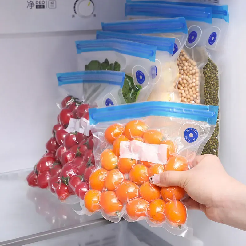 1–20 Stück Vakuumbeutel, Druckluft, wiederverwendbar, Lebensmittelaufbewahrung, vakuumversiegelt, feuchtigkeitsbeständig, vakuumversiegelte Beutelverpackung