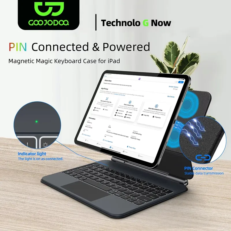 Smart PIN Plug&Play Magic Tastaturhülle für iPad Pro 11 2024 M4 iPad Air 4/5/6 10.9 Multi-Touch-Touchpad Smart Reverse Charging