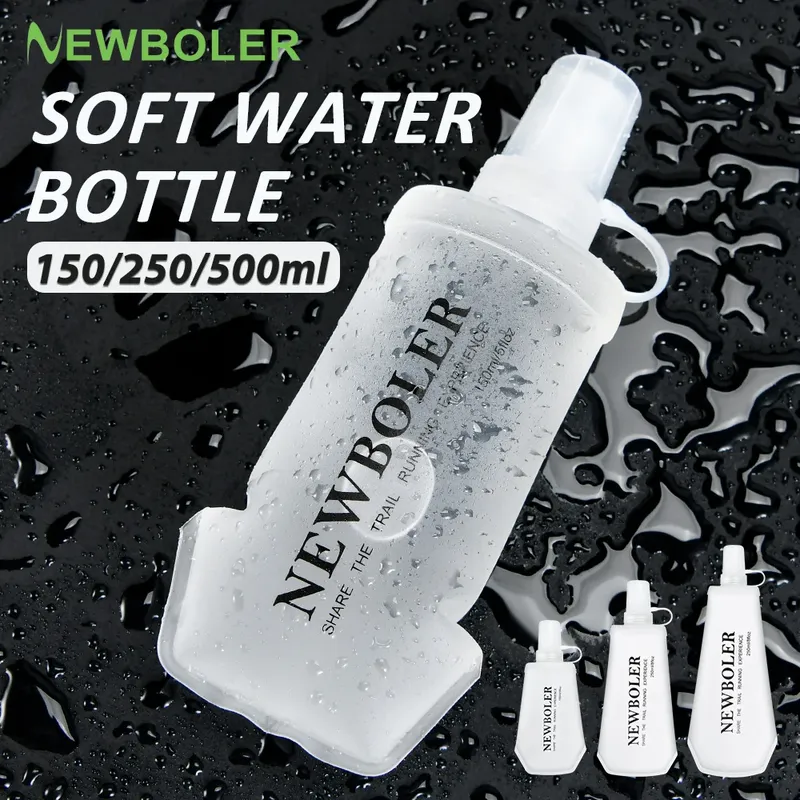 NEWBOLER TPU Outdoor-Sportflasche, zusammenklappbar, weiche Wasserflasche für Laufen, Camping, Wandern, Fahrrad, Fitness, Wasserbeutel