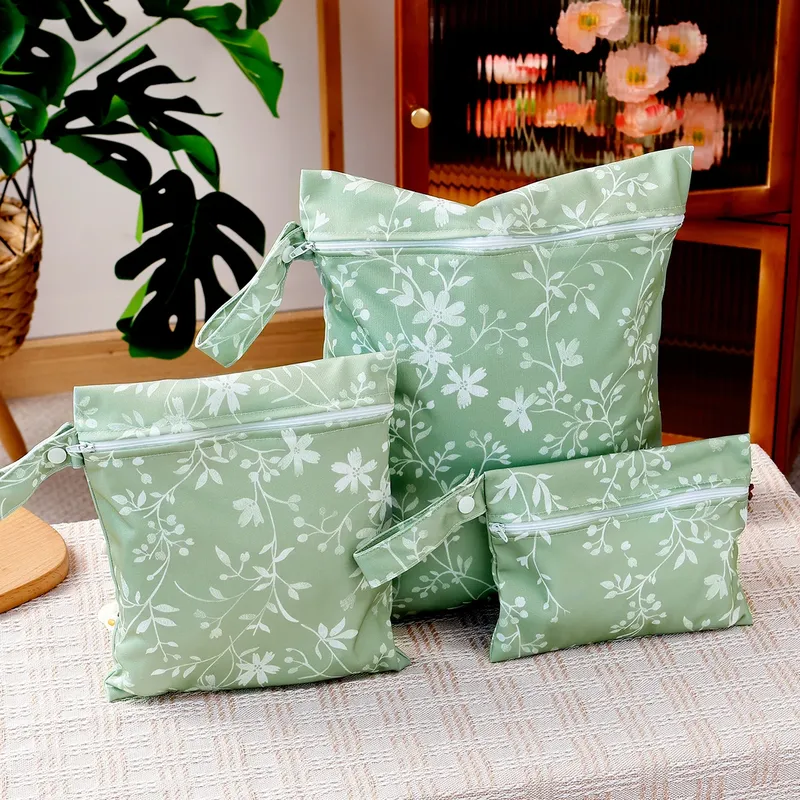 HappyFlute 3-teiliges wasserdichtes, wiederverwendbares Windelüberzug-Set mit glattem Reißverschluss, WetBag, Hängetasche für mehrere Szenarien, für Reisen