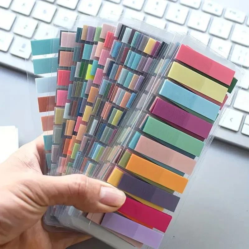 200 Stück europäische Vintage-Fluoreszenz-PET-transparente, zehn gemischte Farben für die Organisationsaufzeichnung. Geeignet für das Büro