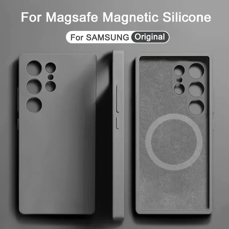 Magnetische kabellose Ladehülle für Samsung Galaxy S25 S22 S21 S23 S24 Ultra Magsafe Flüssigsilikonhülle A15 A54 A35 A55 5G Abdeckung