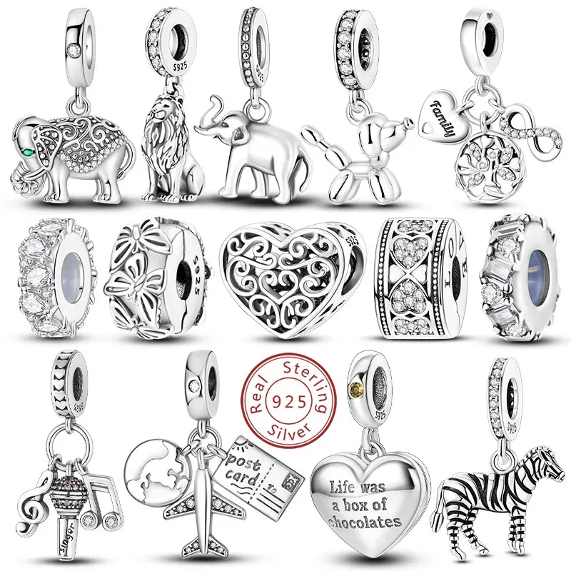 Charms aus 925er-Sterlingsilber, Perlen-Anhänger, Baum des Lebens, Hund, Elefant, Liebe, Herz, Charm, passend für Original-Armbänder, DIY-Frauen, Schmuck, Geschenk