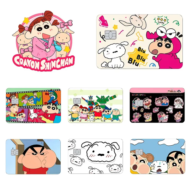 Kawaii Crayon Shin-Chan Small Chip HD PVC Film Tape Skin für Kredit-Debit-Karte, wasserfest, kratzfest, Aufkleber, Mädchen-Geschenke