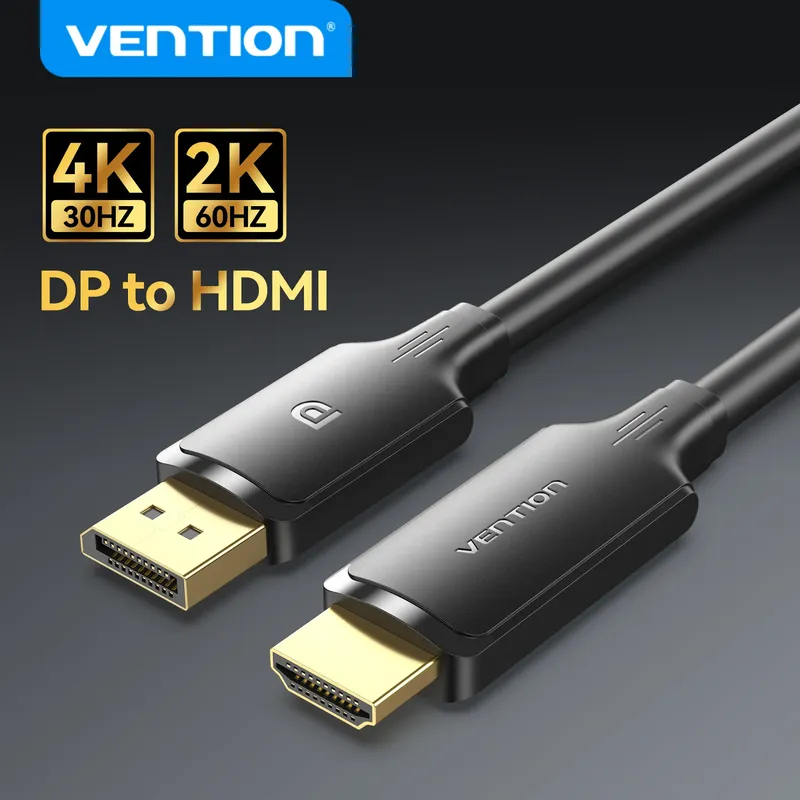 Vention DisplayPort zu HDMI Kabel 4K60Hz/4K30Hz DP zu HDMI Konverter für PC Laptop Monitor Projektor HD TV DP zu HDMI Adapter