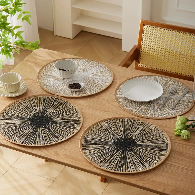 2/4/6/8 Stück runde Sackleinen-Makramee-Tischsets, böhmische Jute-Land-Tischsets, Durchmesser 38,1 cm, für Tischdekoration