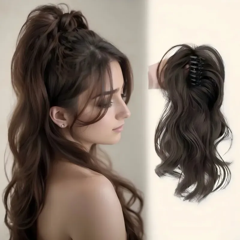 12 Zoll kurze gewellte synthetische Klaue Clip Pferdeschwanz Haarverlängerungen hitzebeständige Haar Pferdeschwanz mit Halteklammern für Frauen täglichen Gebrauch