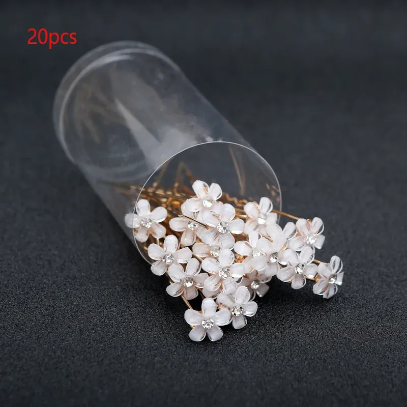 20-teiliges elegantes Braut-Perlen-Haarstäbchen-Set mit Kristall-Blumenakzenten, Hochzeit für Bräute, luxuriöse Braut-Kopfbedeckung, Haarstäbchen