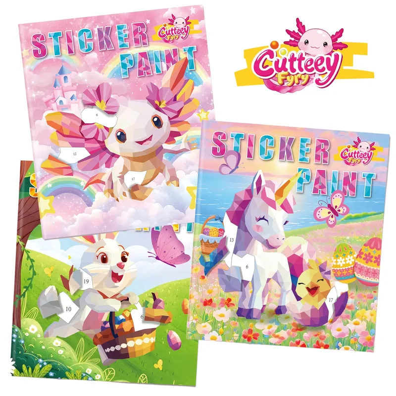 1/2 Stück CutteeyFyry Aufkleberbuch nach Zahlen, Einhorn-Aufkleber, Malbuch für Kinder, Malen nach Zahlen, Aufkleberbuch, halten Kinder beschäftigt