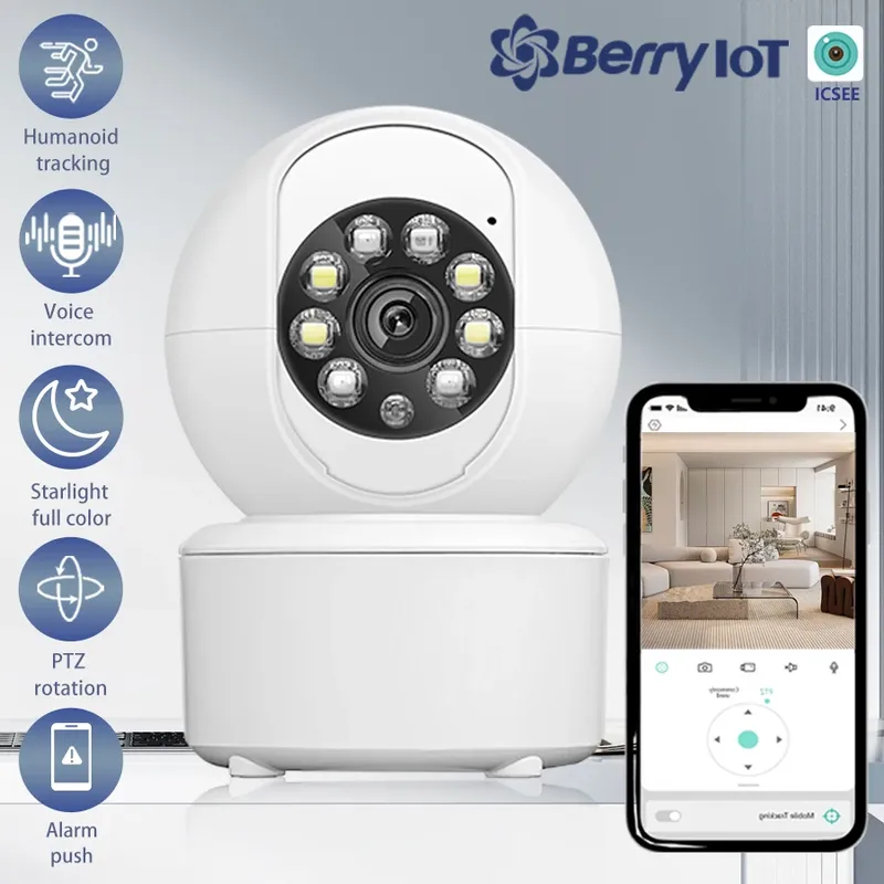 1080P drahtlose WIFI-Überwachungskamera für zu Hause, CCTV-Babyphone, Vollfarb-Nachtsicht, automatische Verfolgung, Zwei-Wege-Audio ICSEE