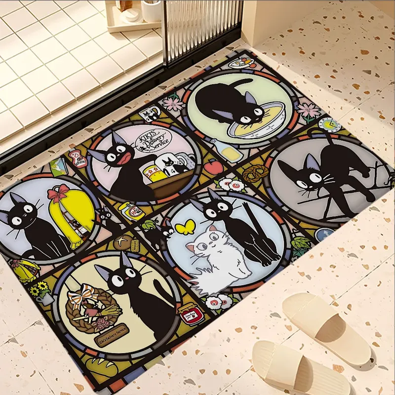 KiKi Jiji Katzen-Raummatten im nordischen Stil für Zuhause, Fußmatte, Badezimmer-WC-Matten, Schlafzimmer, Hotel-Dekor-Matte