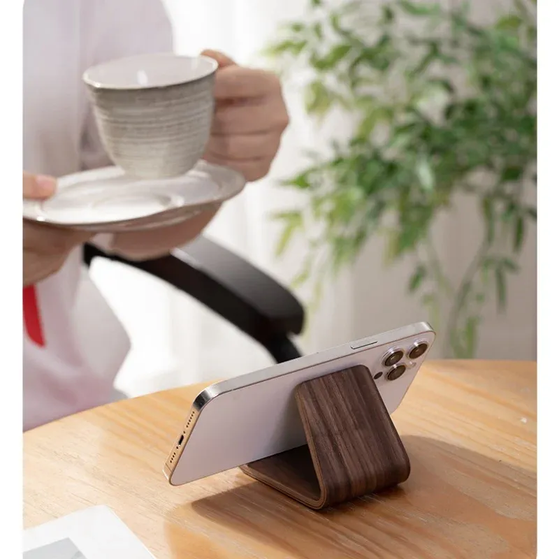 Multifunktionaler Handyhalter aus massivem Holz, schwarzer Walnuss, Empfangstheke, Visitenkartenständer, Heimbüro, Schreibtischdekoration