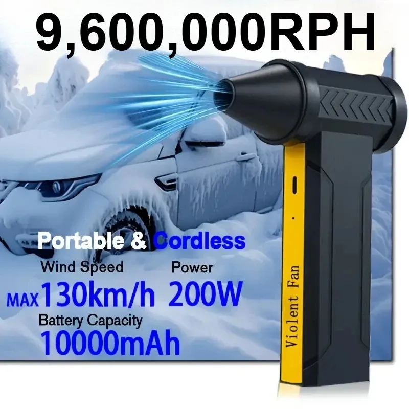 Super 9600000RPH, elektrischer Turboventilator mit bürstenlosem Motor, Hochgeschwindigkeits-Turbo-gewalttätiger Ventilator, wiederaufladbar über USB, leistungsstarkes Staubgebläse, 60 m/s