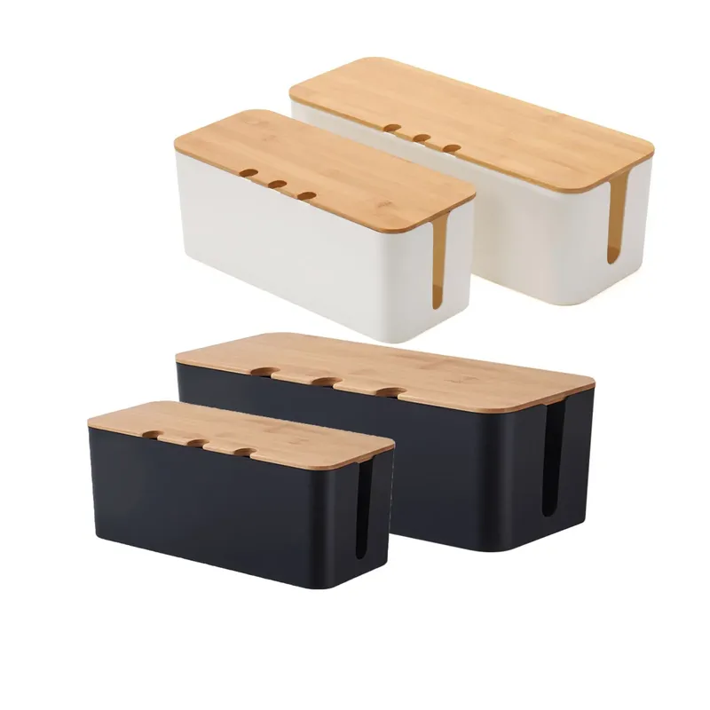 Große Kabelmanagementbox – Kabel-Organizer und Abdeckung im Holzstil für TV-Kabel, Computer, USB-Hub und Steckdosenleiste unter dem Schreibtisch –
