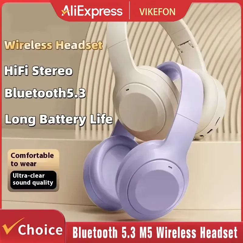 Bluetooth 5.3 M5 Kabelloses Headset HiFi Stereo Kopfhörer Geräuschunterdrückung Gaming-Kopfbügel Faltbar mit Mikrofon Ohrhörer