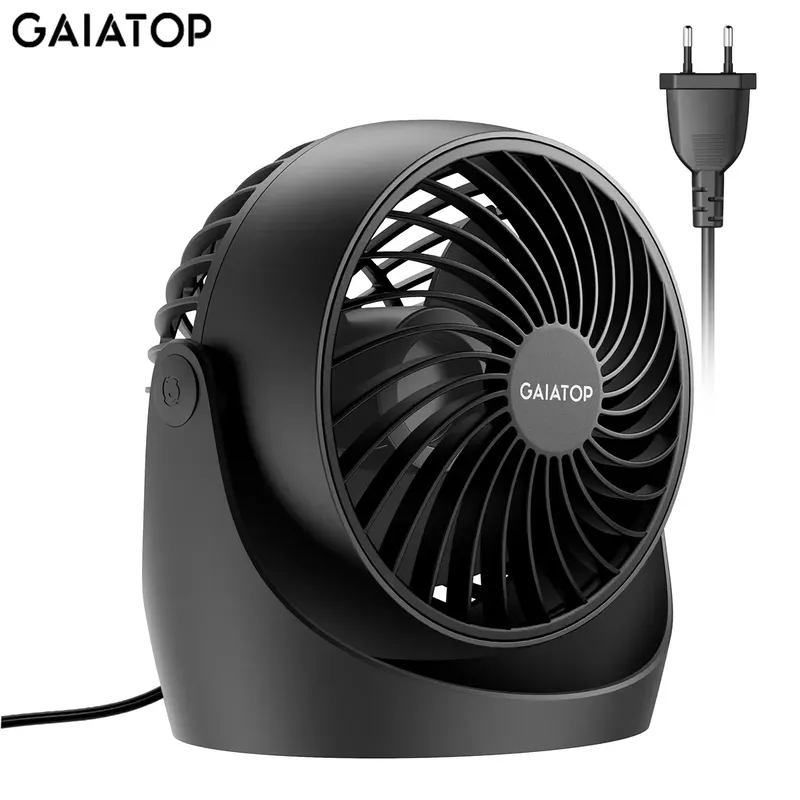 Gaiatop Luftzirkulationsventilator, tragbarer Schreibtischventilator, Tischventilator, Wohnheimventilator, 5 Zoll kleiner Ventilator, 3 Geschwindigkeiten mit 360 °   Verstellbare Neigung