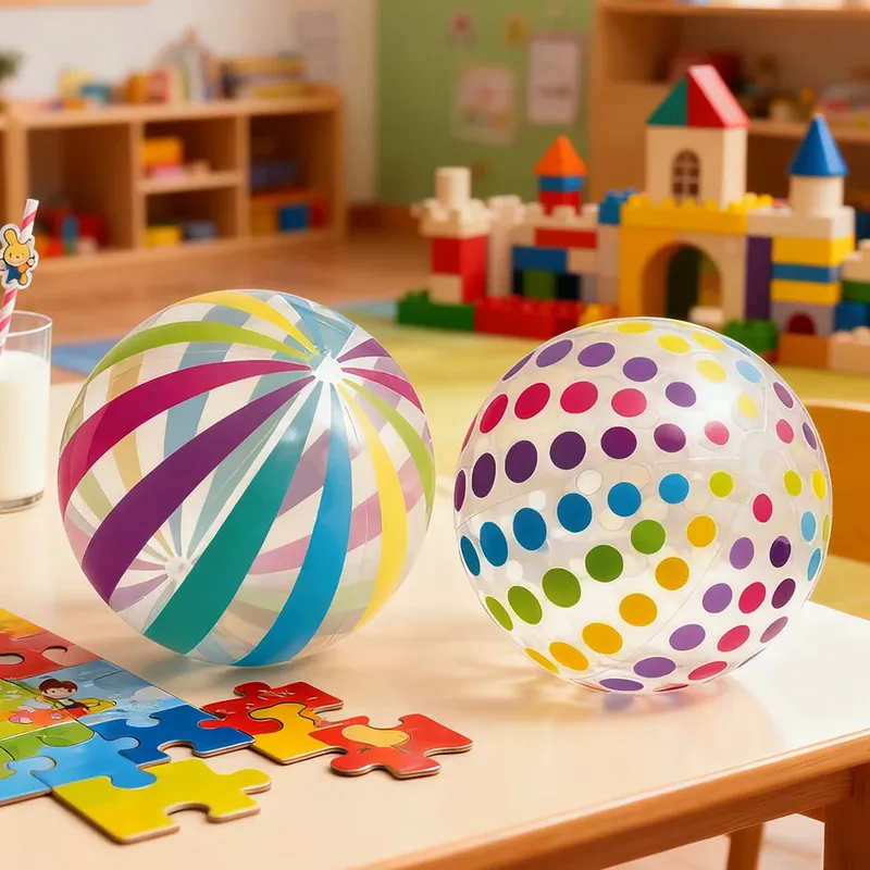 1 Lorful Dots & Stripes PVC Aufblasbarer Ball - Transparentes Bedrucktes Spielzeug für Poolpartys, Familienspiele, Kinderspiele, Innen/Außen