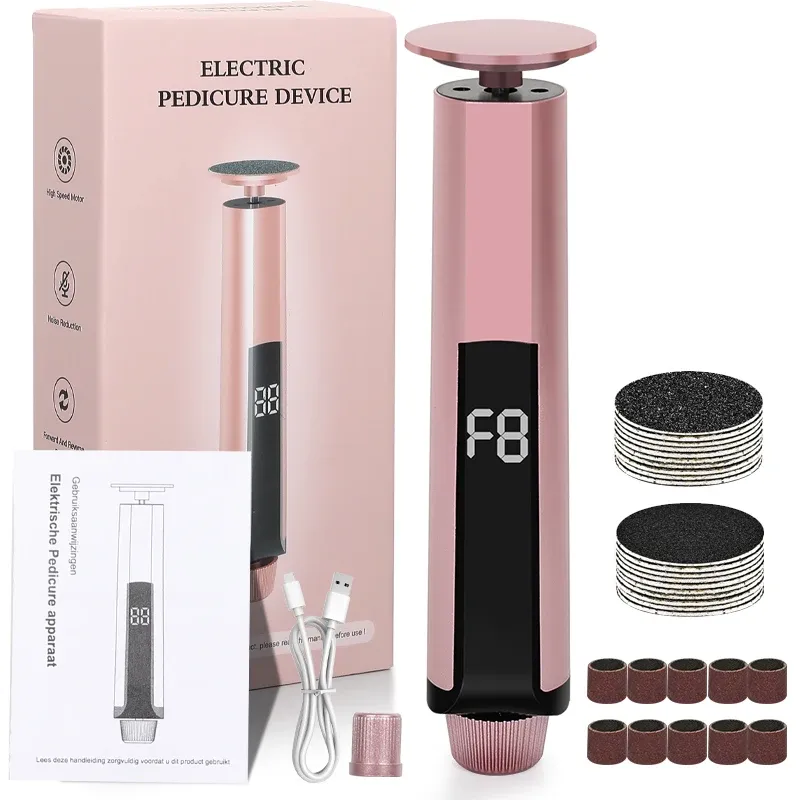Upgrade der 2-in-1-elektrischen Fußfeile, Hornhautentferner, Nagelschleifer mit Schleifpapierscheiben, 9-Gang-Fußwäscher, Pediküre-Werkzeug für abgestorbene Haut