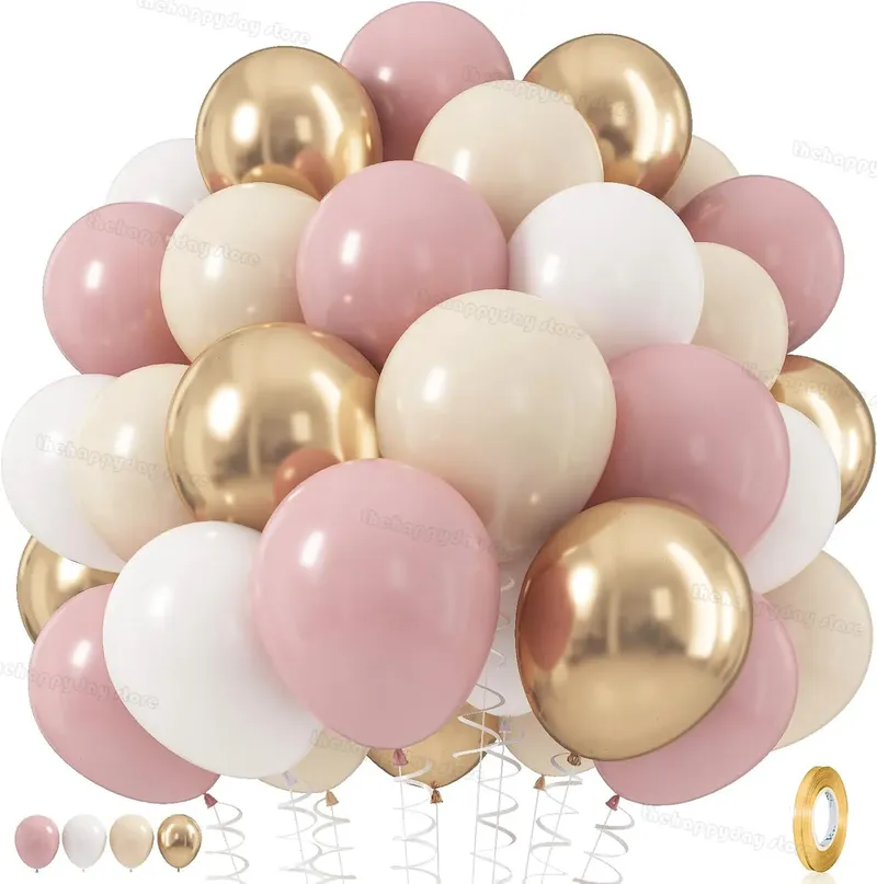 40 Stück Boho Rosa Sand Weiß Latex Ballons 10 Zoll Metall Chrom Gold Ballons für Geburtstag Hochzeit Baby Shower Party Dekor Globos
