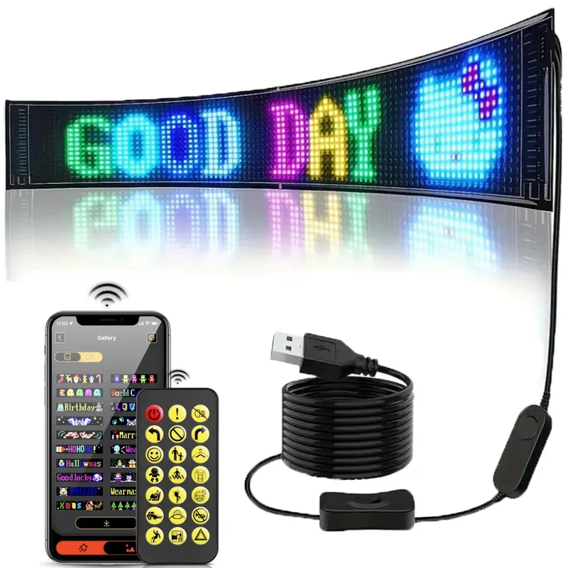 Smart Bluetooth LED Display Bildschirme RGB LED Modul Zeichen Matrix Pixel LED Panel Scrollen Schild Werbung Licht Auto Dekor