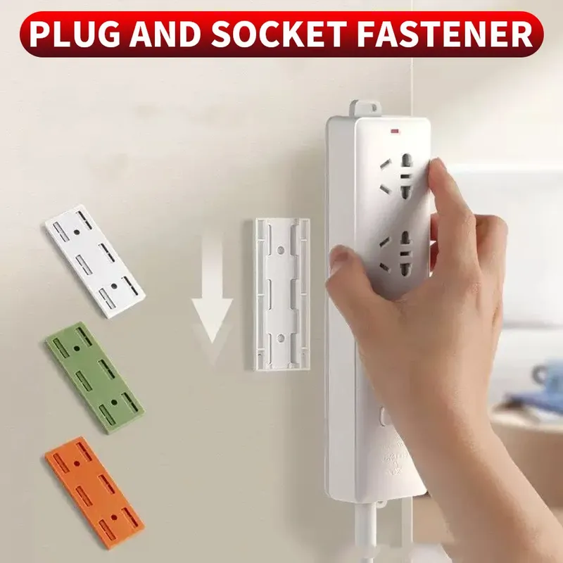 Toocki Selbstklebender Steckdosenleisten-Fixateur zur Wandmontage, selbstklebender, stanzfreier Reihe-Steckerhalter für die Küche, Zuhause, Büro
