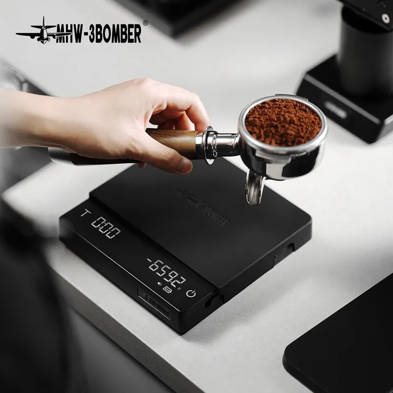 MHW-3BOMBER Upgrade Digitale Küchenkaffeewaage Hochpräzise wiederaufladbare Espresso Elektronische Waage Barista Zubehör