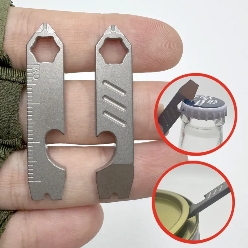 Multifunktionaler Mini-Brecheisen aus Edelstahl, Flaschenöffner, Sechskantschlüssel, EDC, Outdoor-Werkzeug, Campingausrüstung