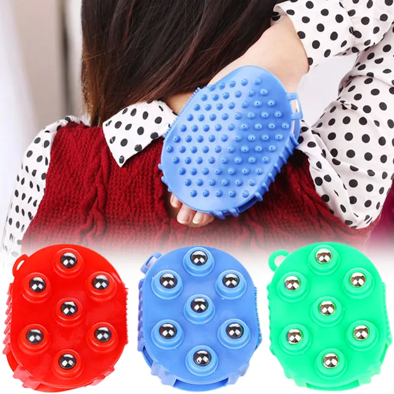 Silikon 7 Kugeln Körpermassagel Handschuh 360 ° rotierende Handgehaltene Massagegeräte Muskelschmerzen Relief Entspannen Sie Massager für Halsbein Rücken