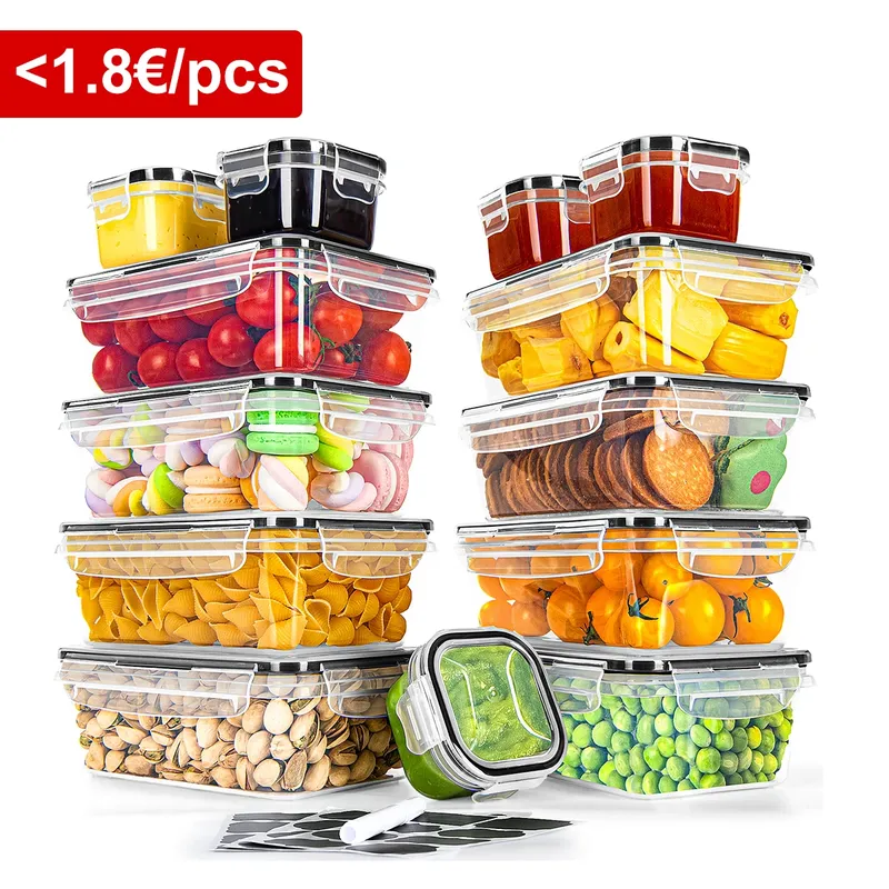 Frischhaltedosen mit Deckel, Gefrierbehälter, Lunchbox, 26 Stück (13 Behälter, 13 Deckel), 8 x 1000 ml und 5 x 140 ml