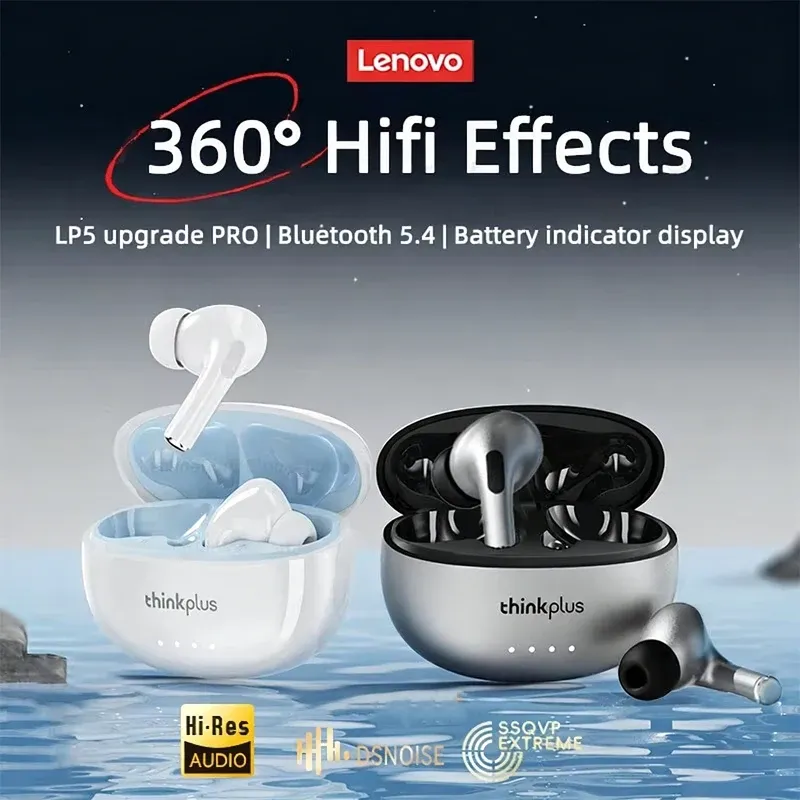 Lenovo LP5 PRO Kabellose Bluetooth 5.4 Kopfhörer TWS HiFi Sound Gaming-Ohrhörer LP5Pro Sport-Headset Lange Standby-Zeit Touch-Steuerung
