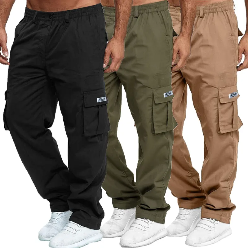 Männer Cargo Hosen Jogginghose Outdoor Lose Gerade Lange Hosen Sommer Casual Multi-Tasche Langlebige Arbeitskleidung Männliche Hosen