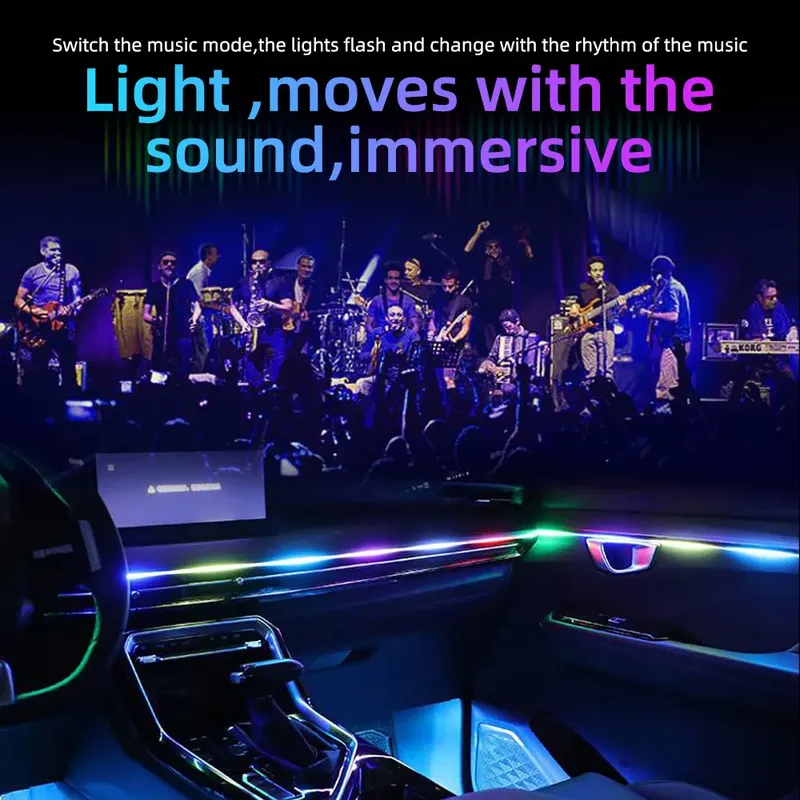 Umgebungsbeleuchtung Zubehör Auto Umgebungslichter LED Oberlicht Symphony RGB Innenraum Acrylstreifen Dekoration USB APP Steuerung
