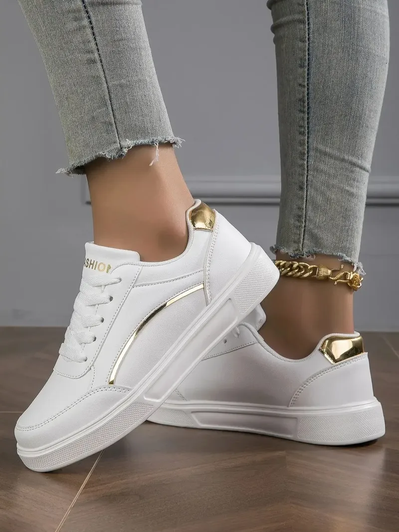 Baasploa Damen-Casual-Sneaker, Leder-Plateau-Sneaker für Damen, klassische Komfort-Skateboard-Schuhe, rutschfest