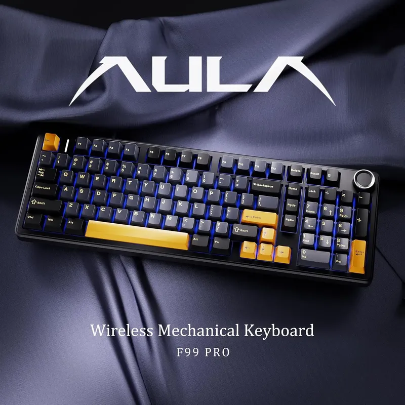 AULA F99PRO Gaming Mechanische Tastatur 99 Tasten Drei Modi Kabellos Hot-Swappable Gasket-Struktur Anpassbare Tastatur mit Medienregler