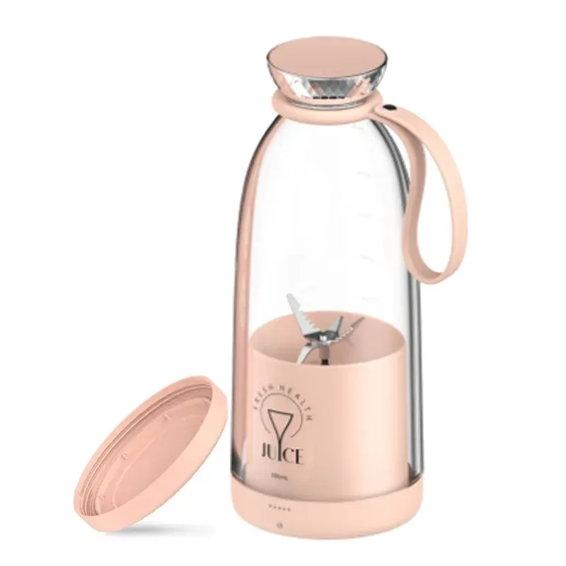 500 ml tragbarer Entsafter, wiederaufladbar, kabellos, Obstmixer, Frischsaftflasche, Mixer, 6 Klingen, Lebensmittel, Milchshake, Eiszerkleinerungsbecher, 2400 mAh